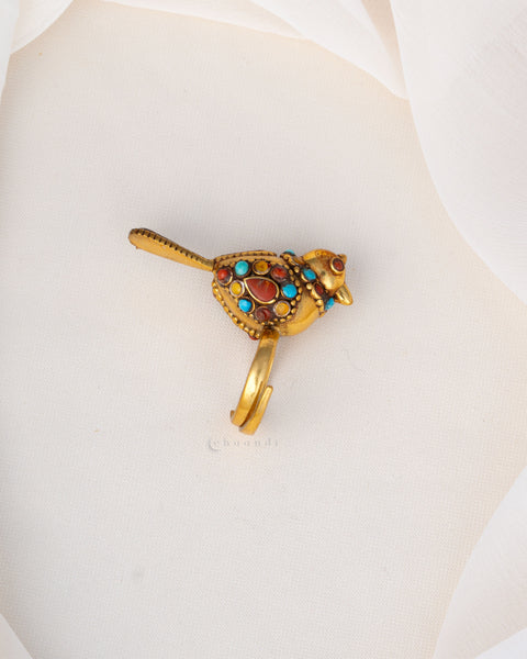 Gold polish Silver Ring