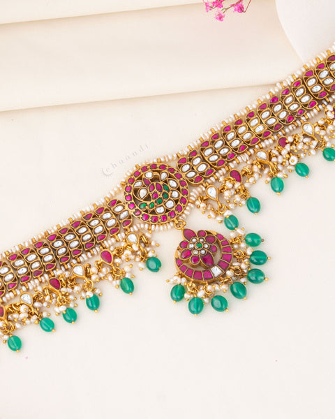 Gold Polish Silver Choker CHN2158