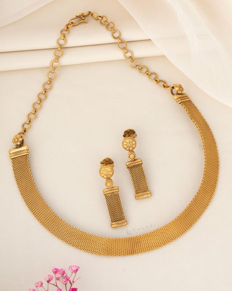 Gold Polish Silver Necklace Set CHN2177