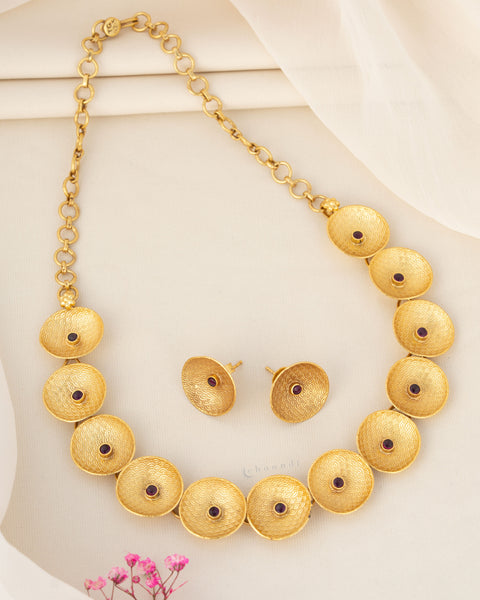 Gold Polish Silver Necklace Set CHN2178
