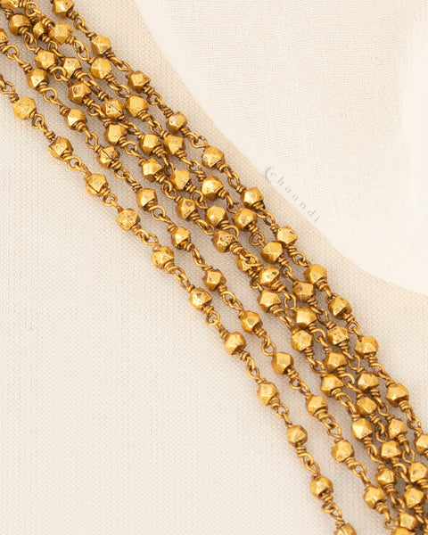 Gold Polish Multi Layer Long Necklace | 92.5 Silver Lightweight Ethnic Jewellery