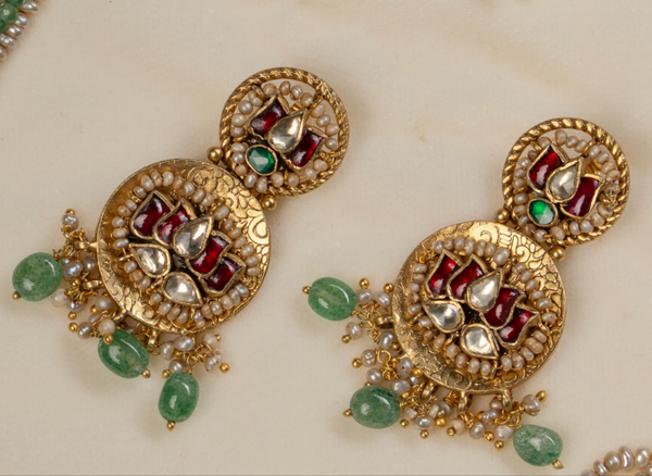 Gold Polish Silver Necklace Set