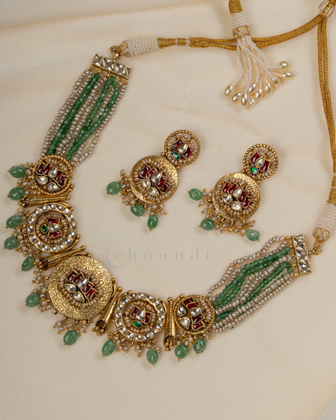 Gold Polish Silver Necklace Set
