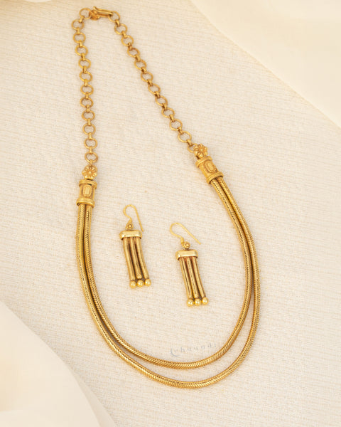 Gold Polish Silver Necklace Set