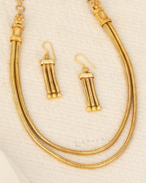 Gold Polish Silver Necklace Set