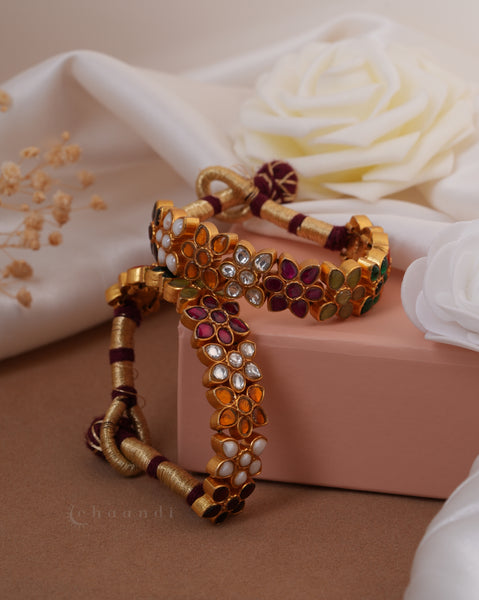 Gold Polish Silver Bangle  (Single)