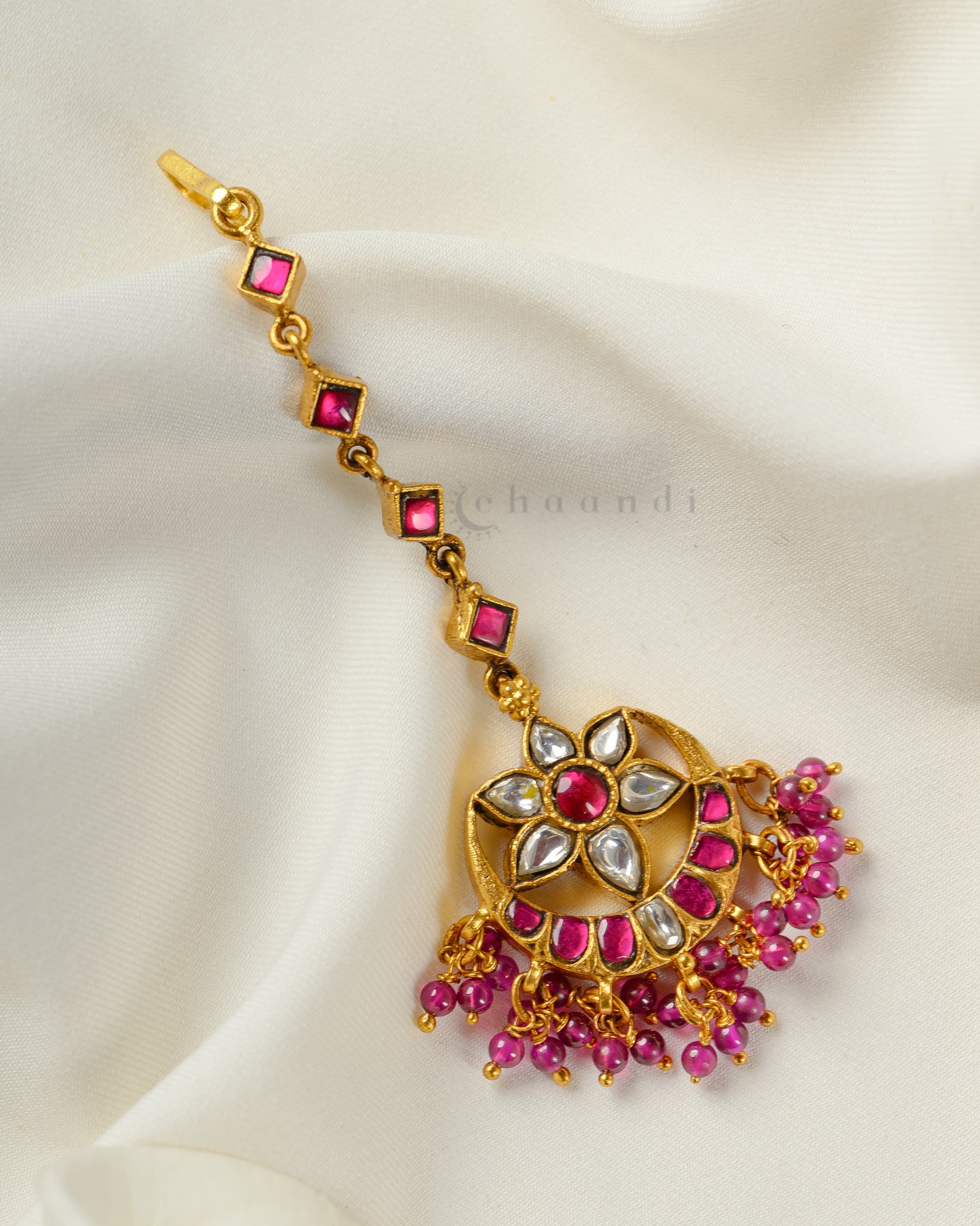 Gold Polish Silver Maang Tikka CHMT1018