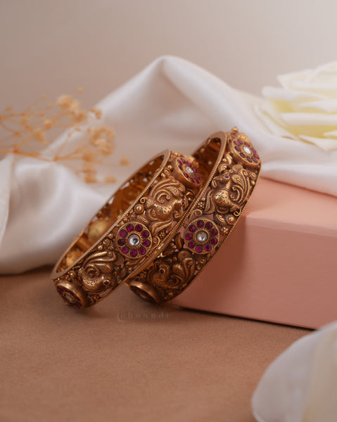 Gold Polish Silver Bangle (Single)
