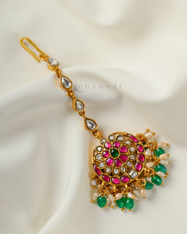 Gold Polish Silver Maang Tikka CHMT1019