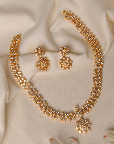 Gold Polish Silver Necklace Set CHN1346