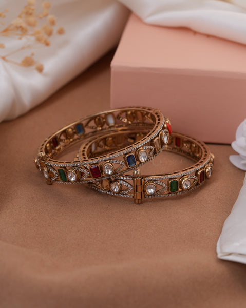 Gold Polish Silver Bangle (Single)