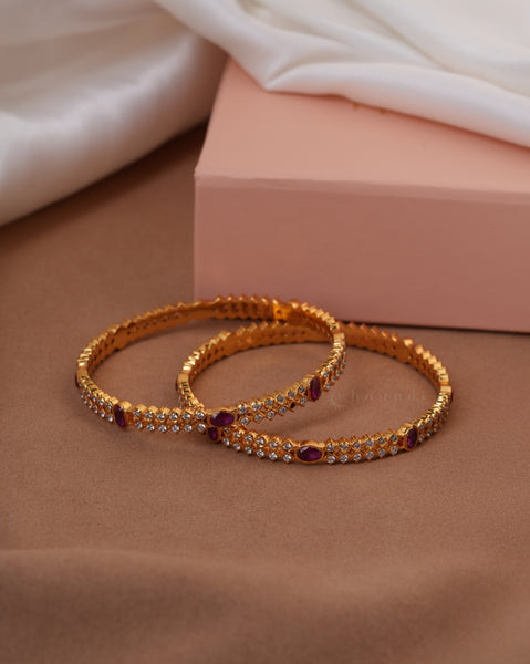 Gold Polish Silver Bangle (Single)