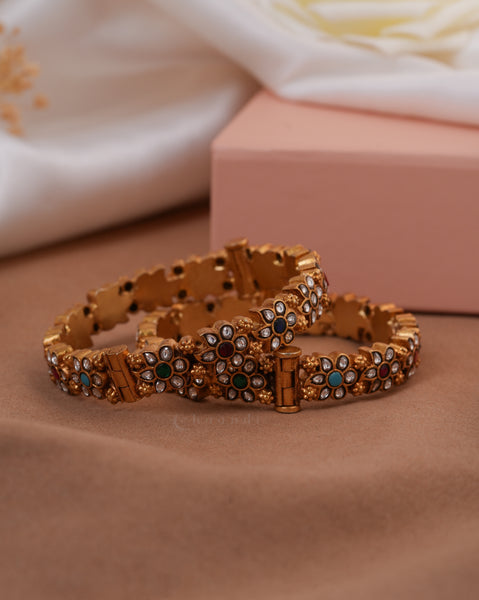 Gold Polish Silver Bangle  (Single)