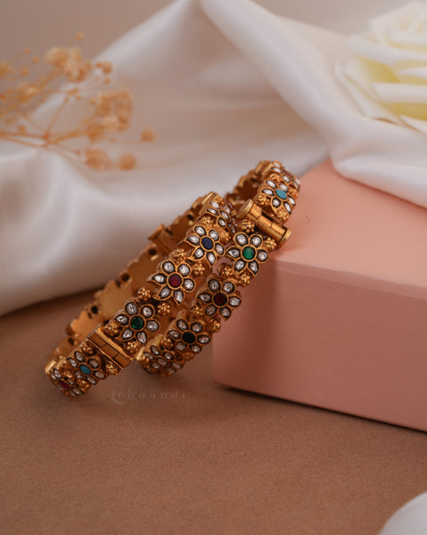 Gold Polish Silver Bangle  (Single)