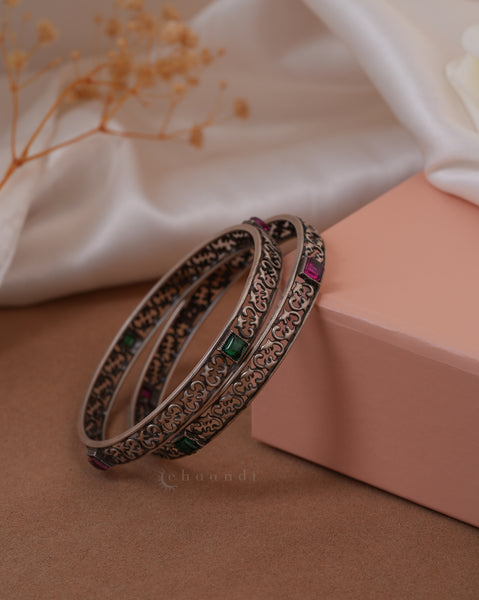 Silver Bangle  (Pair)
