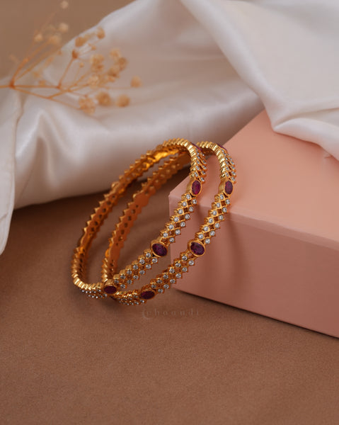 Gold Polish Silver Bangle (Single)